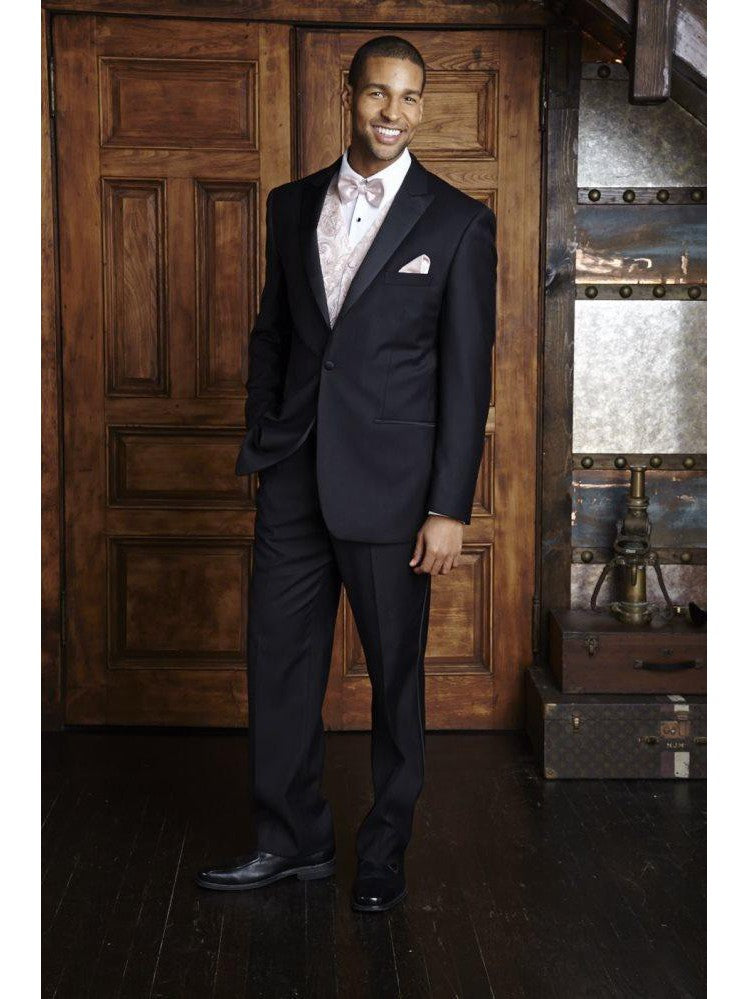 Men's Black 100% Wool Peak Lapel Tuxedo Jacket – Fine Tuxedos