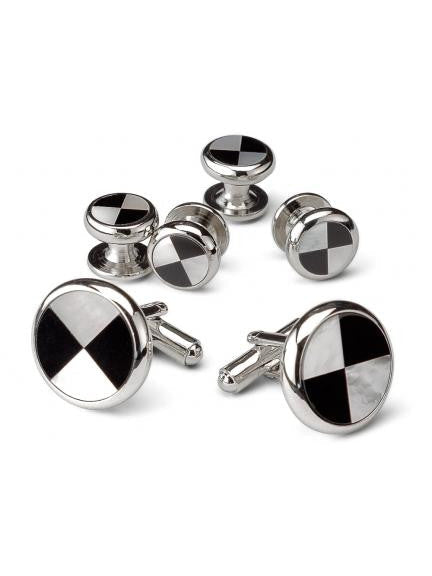 Mother of Pearl and Onyx Tuxedo Cuff Links store and Studs