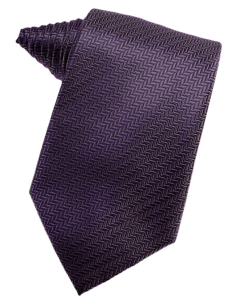 Plum Herringbone Satin Formal Neck Tie