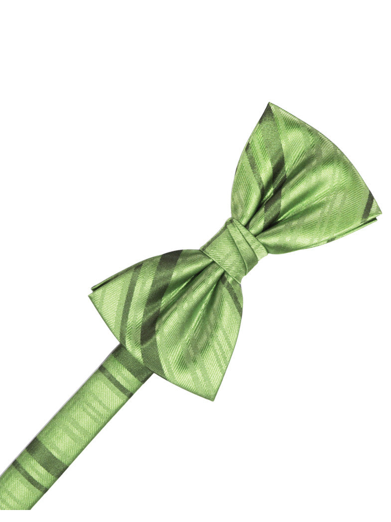 Sage Striped Satin Formal Bow Tie