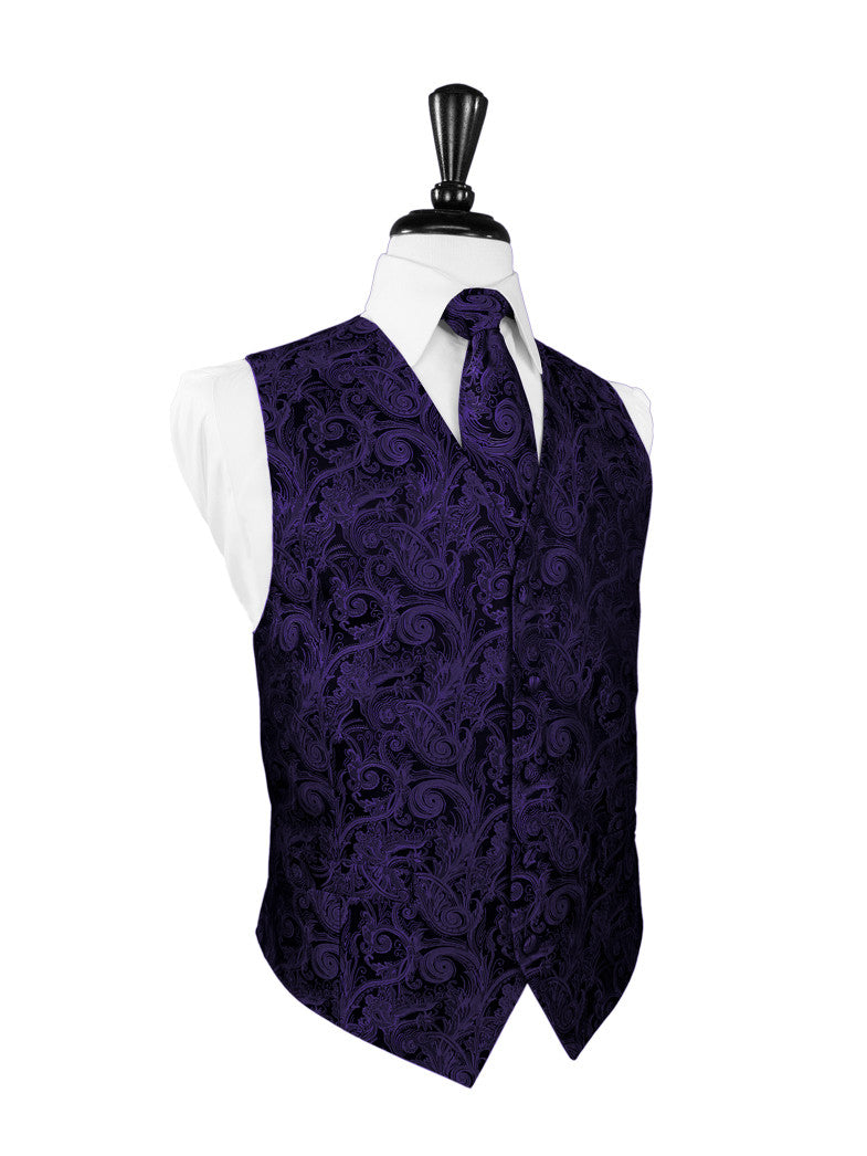 Tuxedo with purple vest and clearance tie