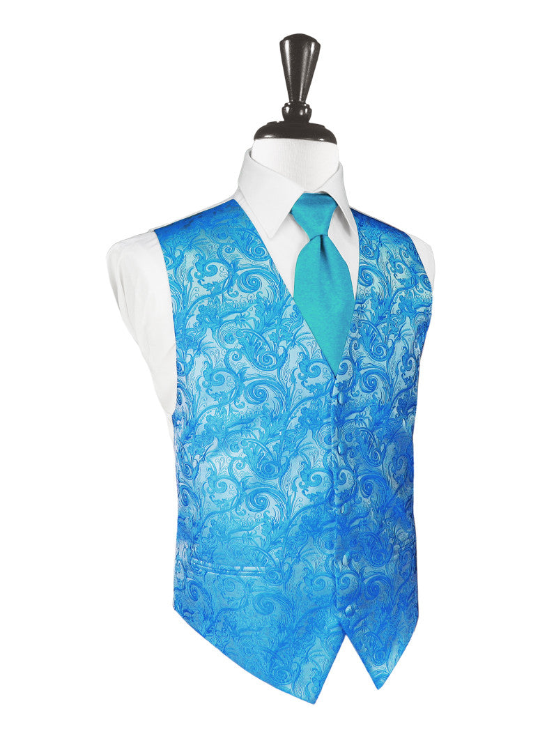 Turquoise Color Tuxedo Vest | Tapestry Pattern | On Sale Now! – Fine ...